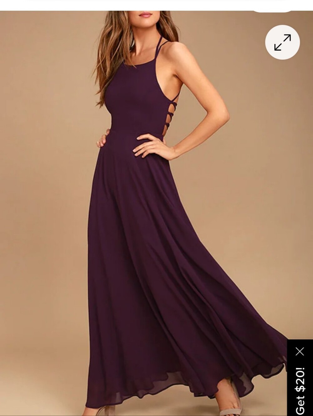 LULUS Strappy To Be Here Purple Lace Up Maxi Formal Dress - Medium